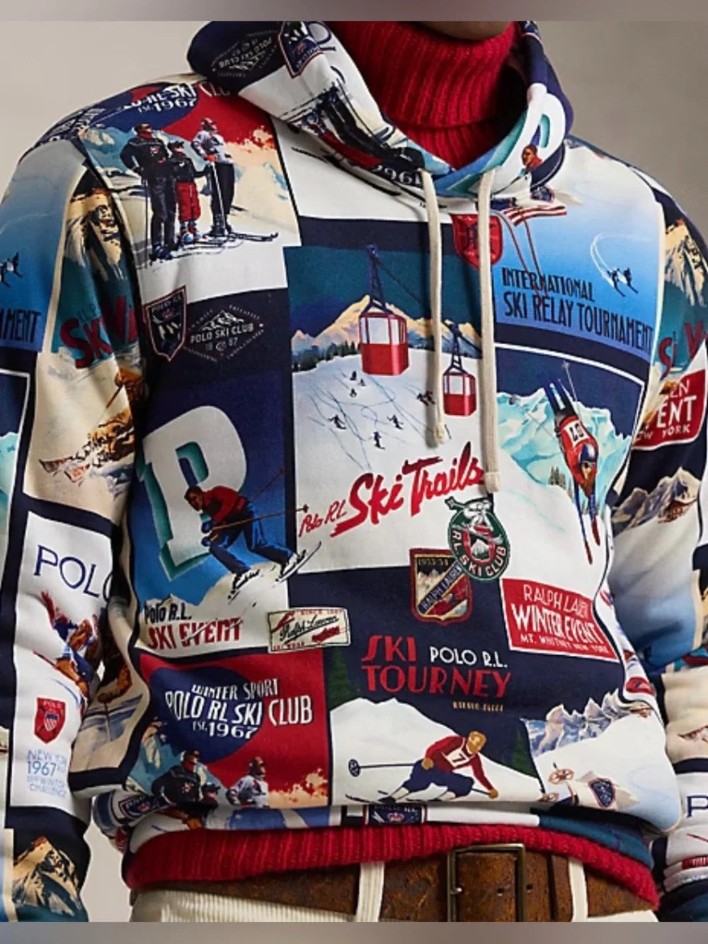 Polo Ralph Lauren Ski Patchwork Fleece Hoodie Sweatshirt NWT Sz XL $298 MSRP